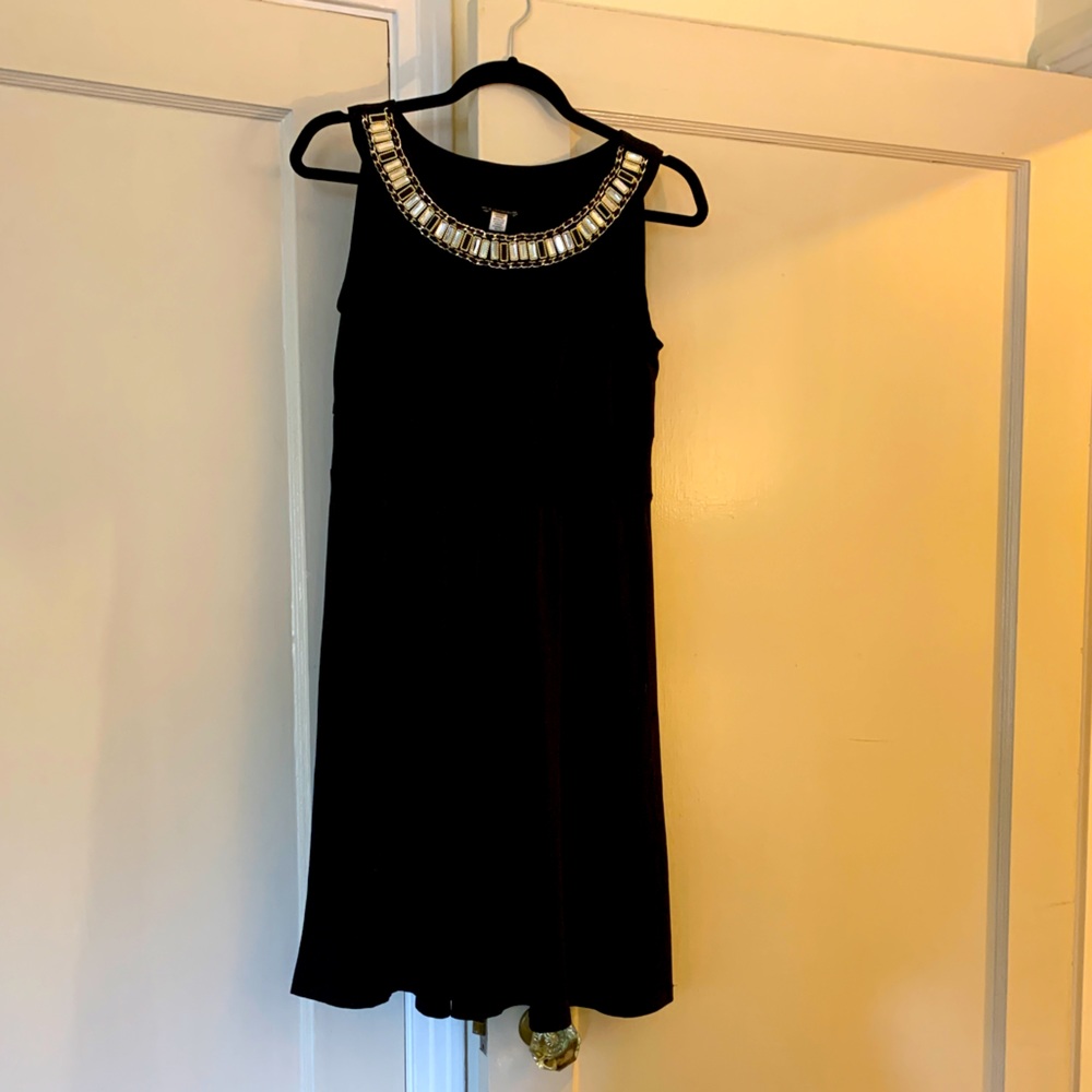 Shirt black dress with beaded neckline
